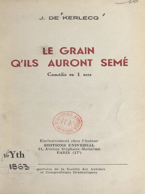 cover image of Le grain qu'ils auront semé